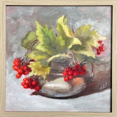 Viburnum in a vase original mini painting