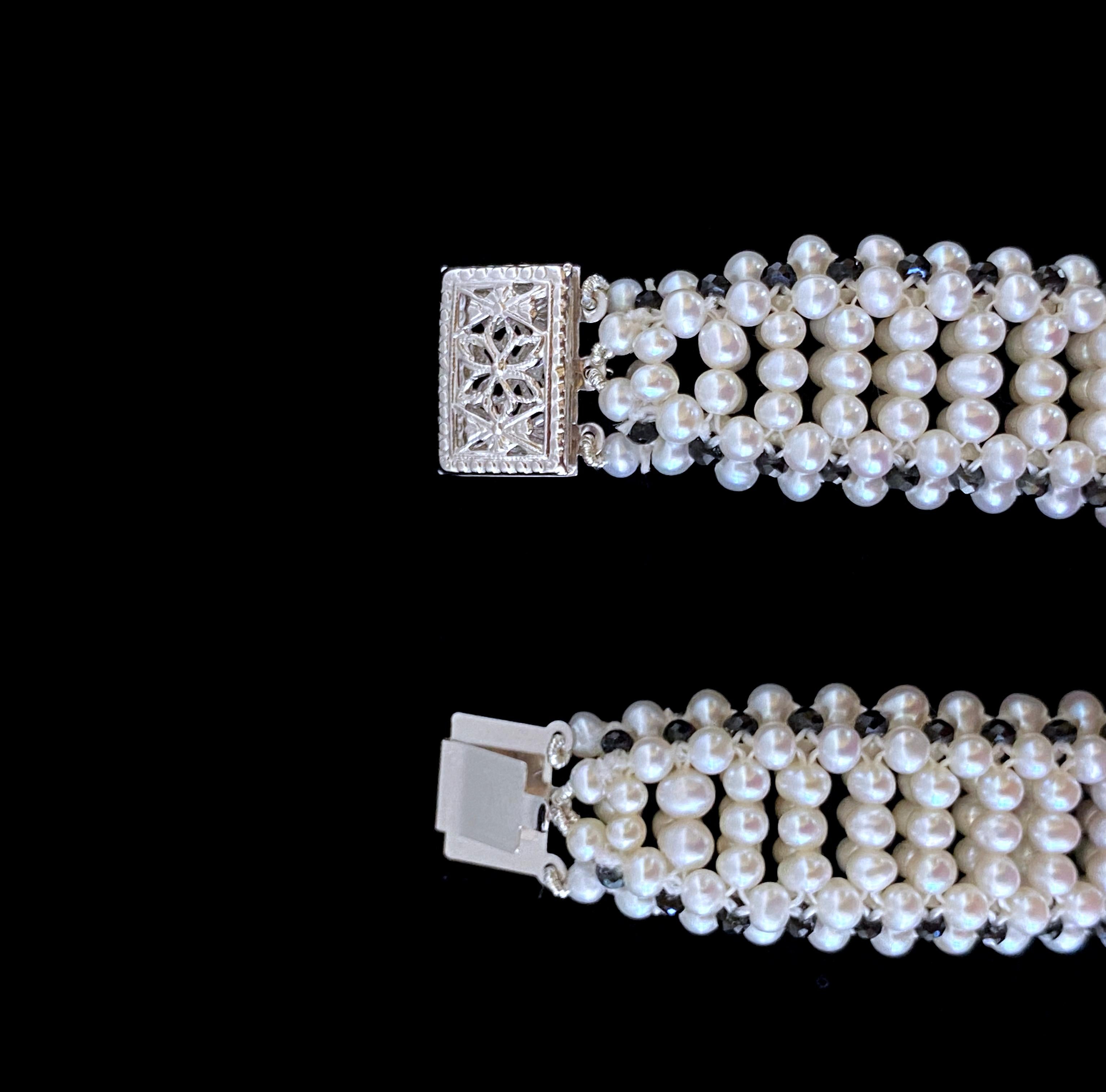 Marina J. Montre vintage 18 carats incrustée de diamants avec perles et spinelle noire Unisexe en vente