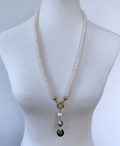 Marina J. 3 Dimensional Pearl Woven Bridal Necklace with Graduated Tassels