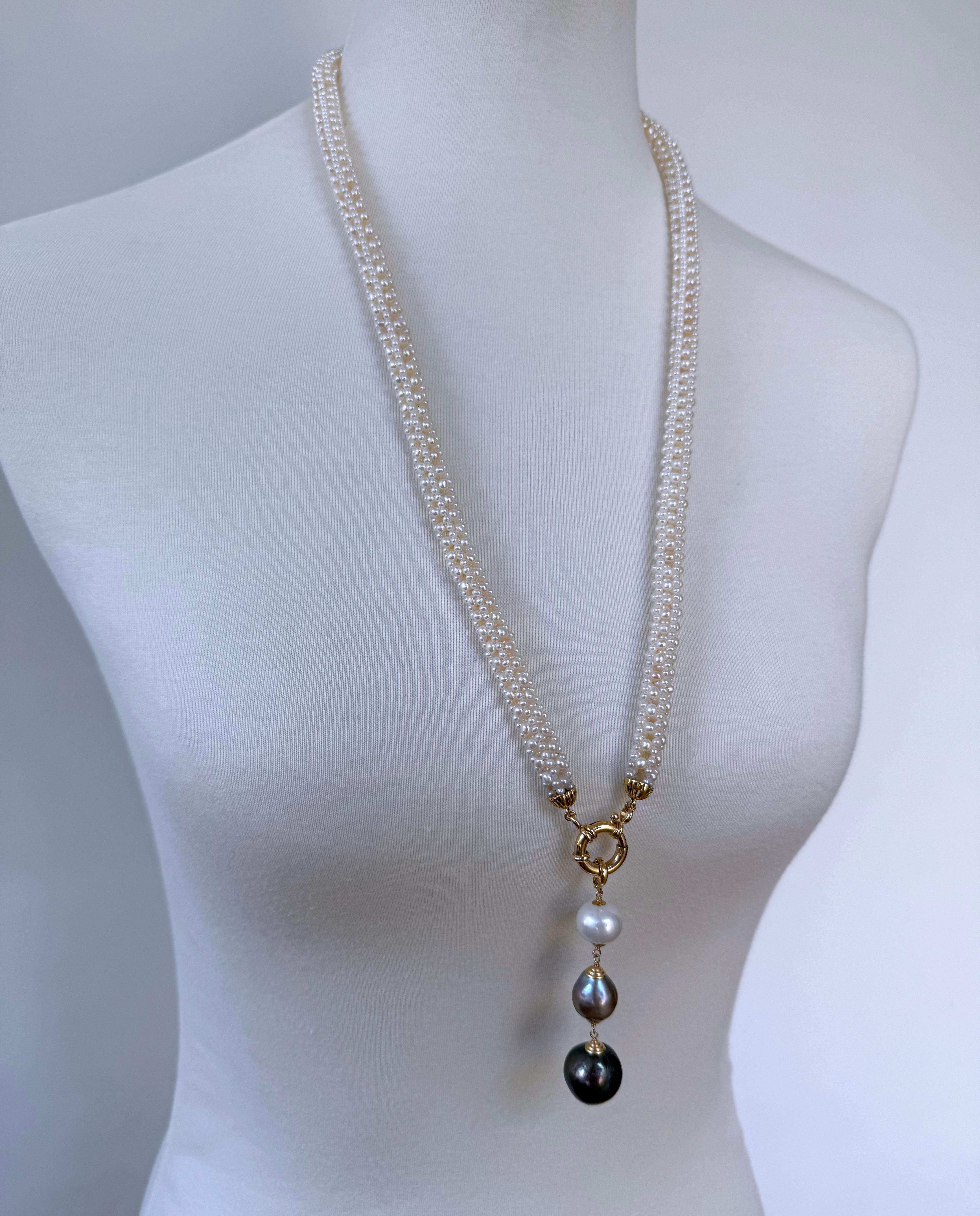 Marina J. Collar de novia tejido con perlas tridimensionales y borlas graduadas en Nuevo estado para la venta en Los Angeles, CA