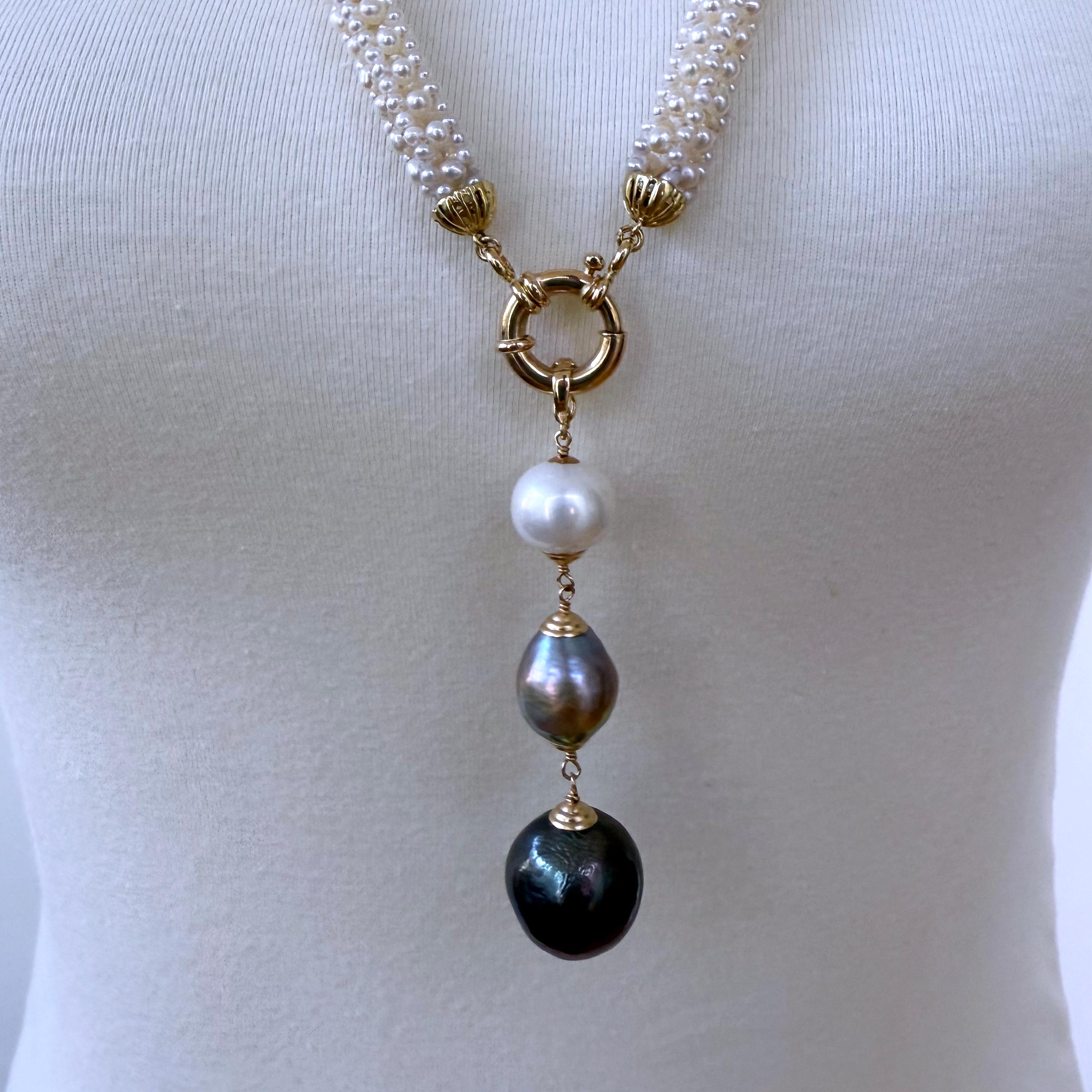 Marina J. Collar de novia tejido con perlas tridimensionales y borlas graduadas en venta 3