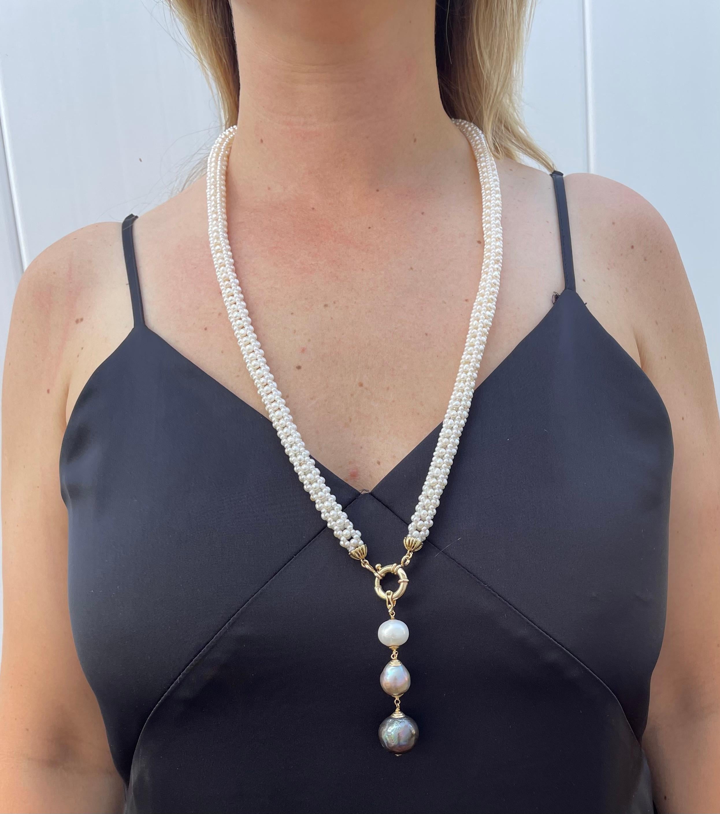 Marina J. Collar de novia tejido con perlas tridimensionales y borlas graduadas en venta 2