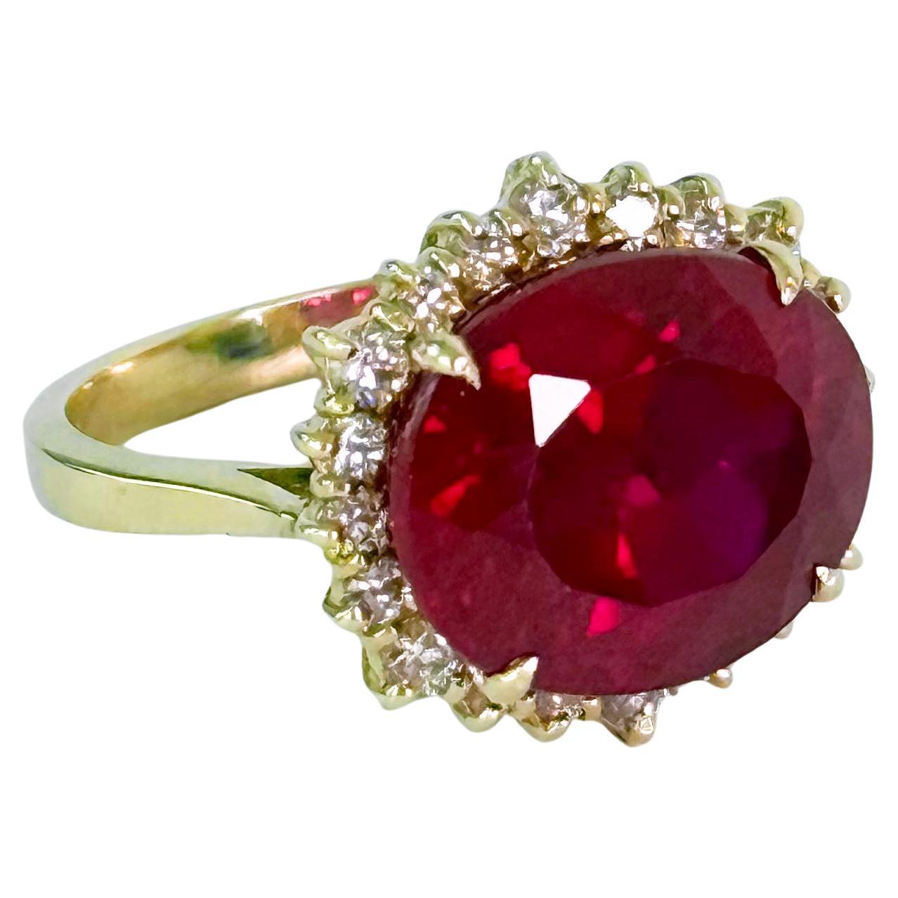 Marina J. 9.5 Carat Ruby Ring with Diamonds and Solid 14k Yellow Gold