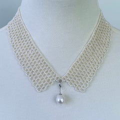 Marina J. Collana regolabile con collare di perle intrecciate e goccia barocca rimovibile
