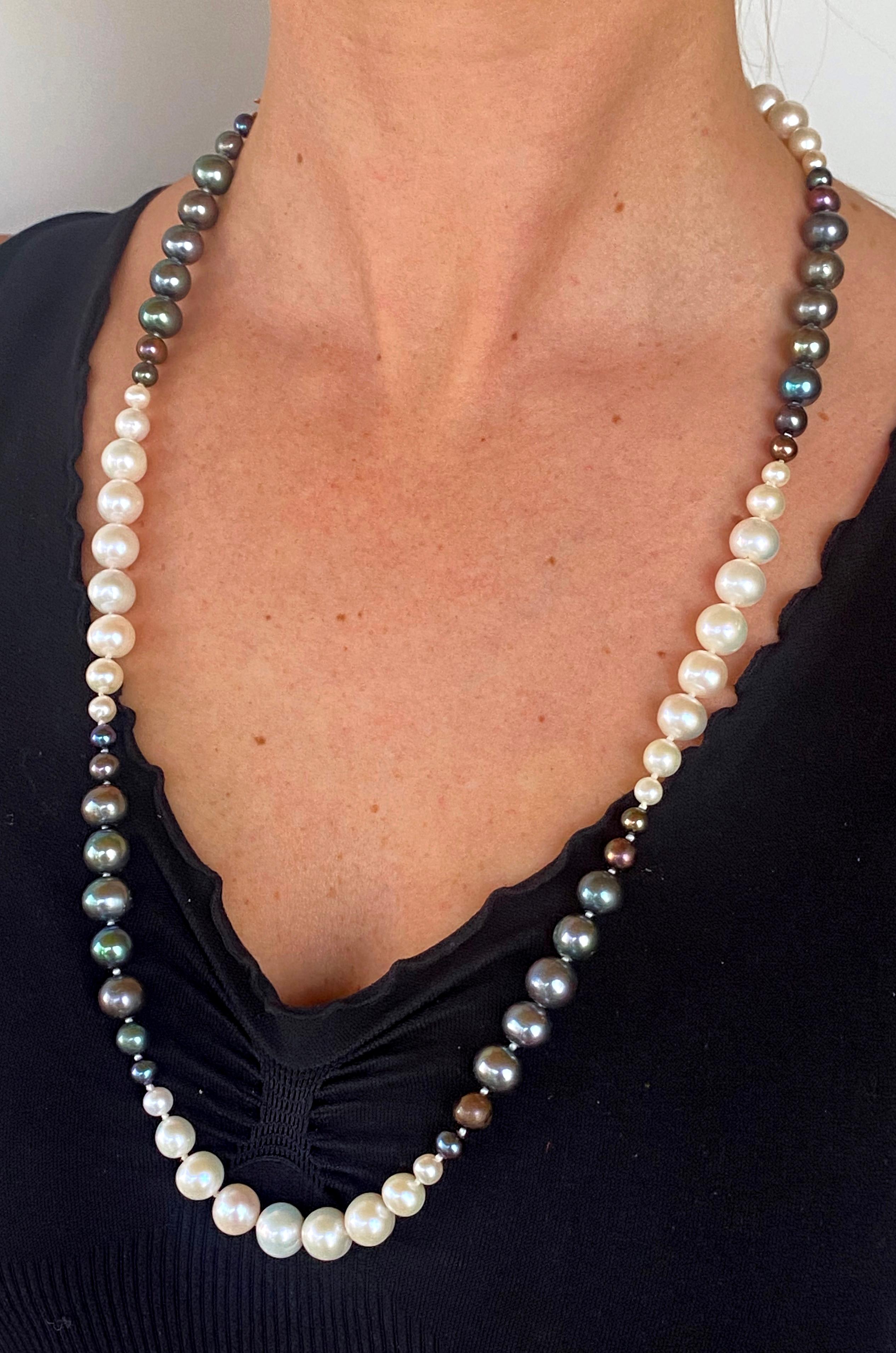 Marina J. Abgestufte Ombre-Halskette mit Verschluss aus 14 Karat Gelbgold mit Perlen (Kunsthandwerker*in) im Angebot