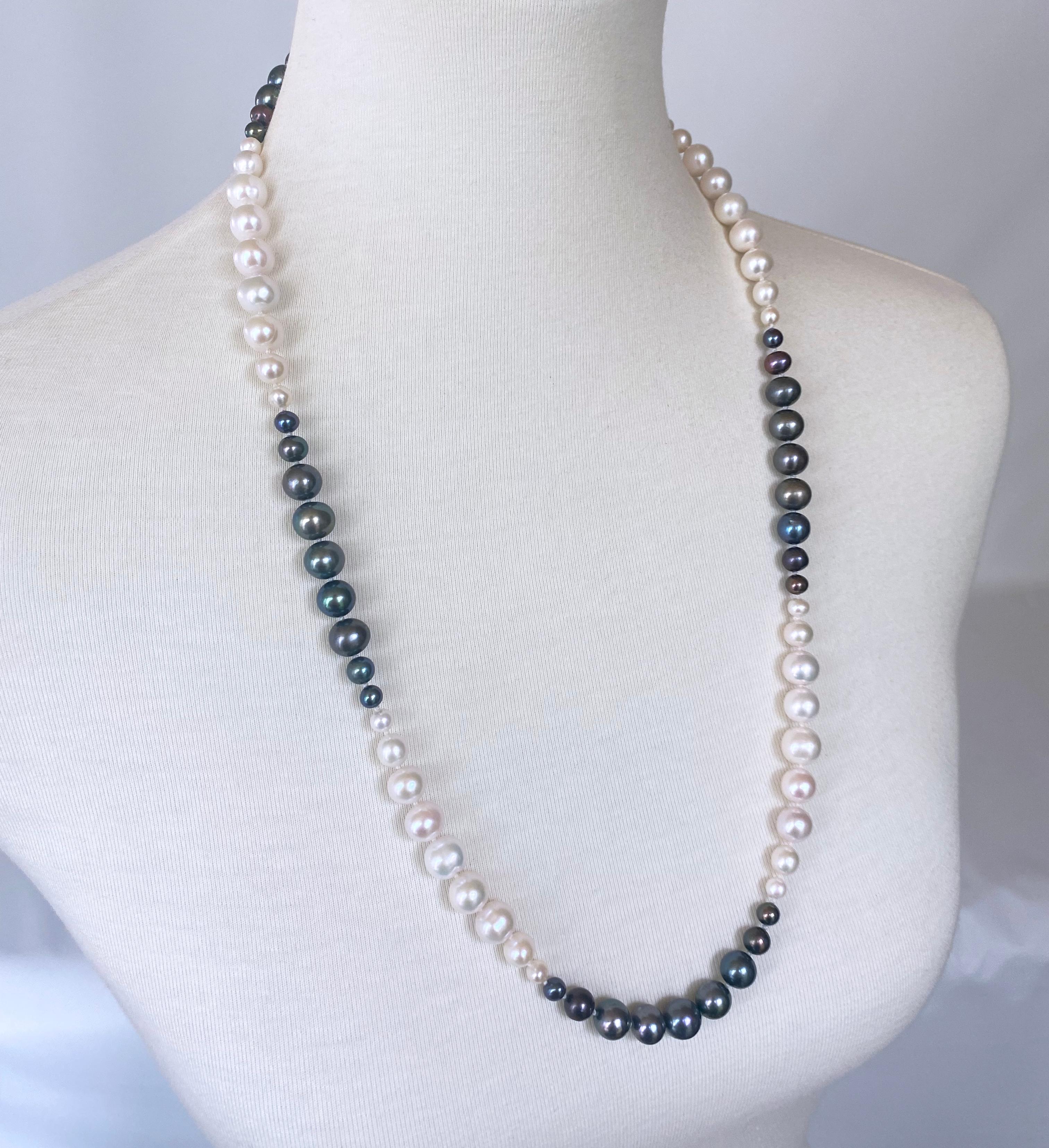 Marina J. Abgestufte Ombre-Halskette mit Verschluss aus 14 Karat Gelbgold mit Perlen im Angebot 2