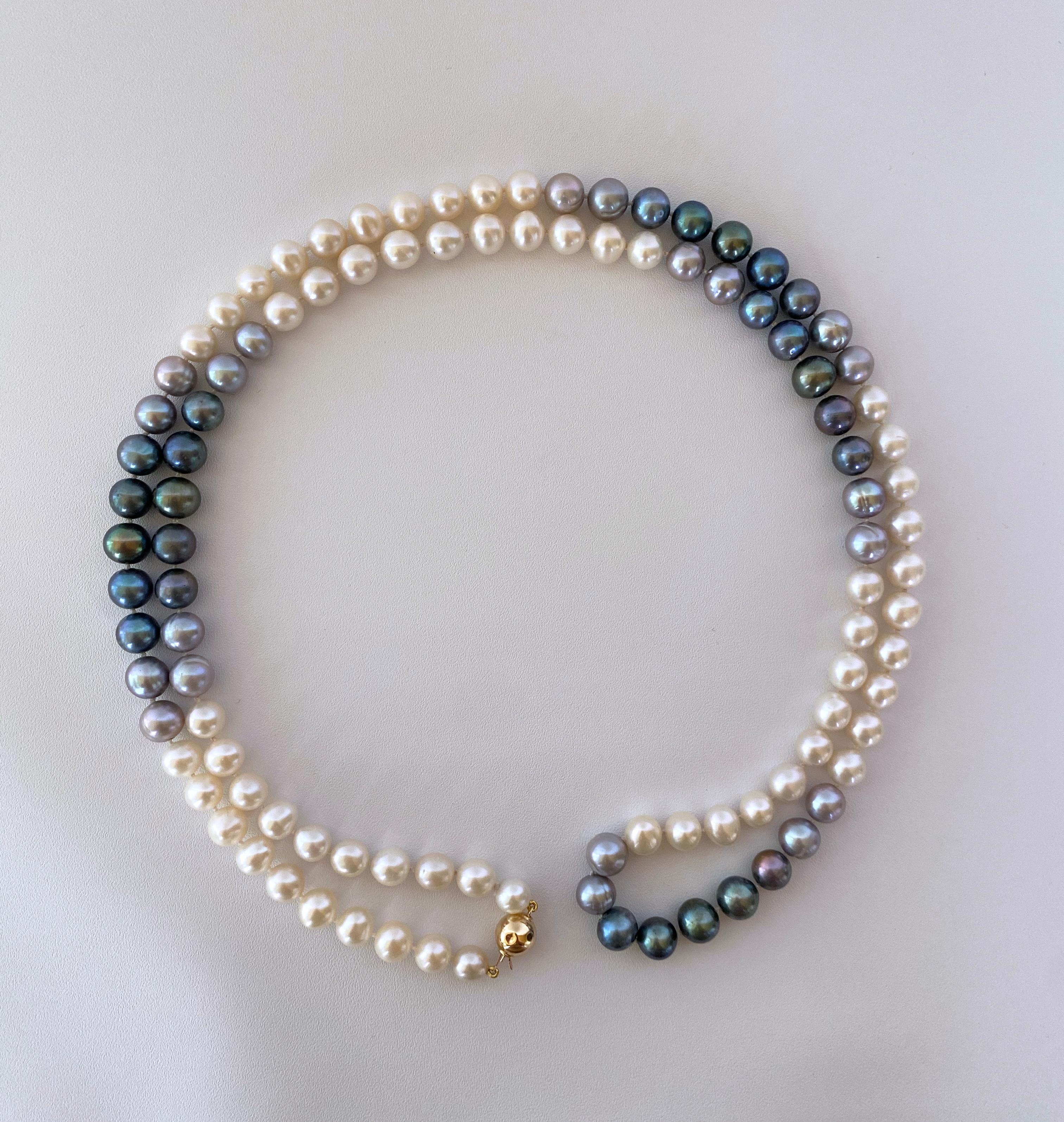 Marina J. All Pearl Ombre Necklace with 14k Yellow Gold Clasp 2