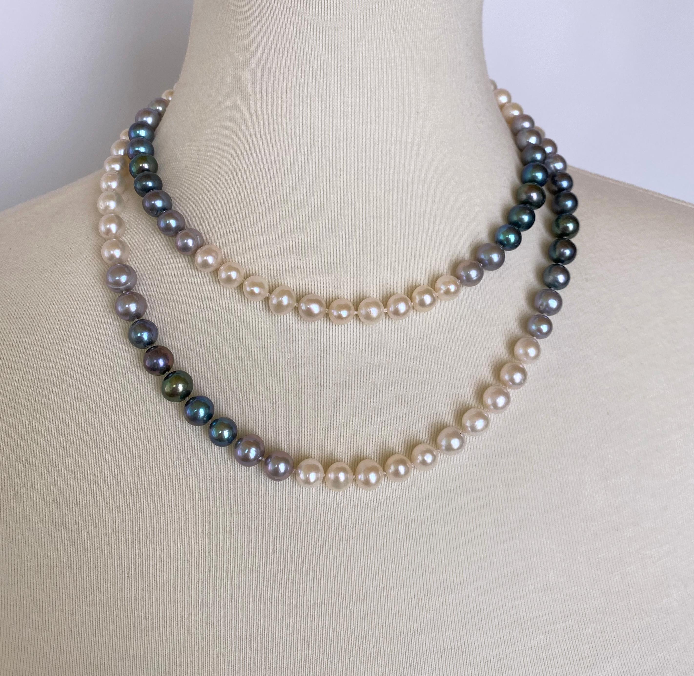 Marina J. All Pearl Ombre Necklace with 14k Yellow Gold Clasp 3