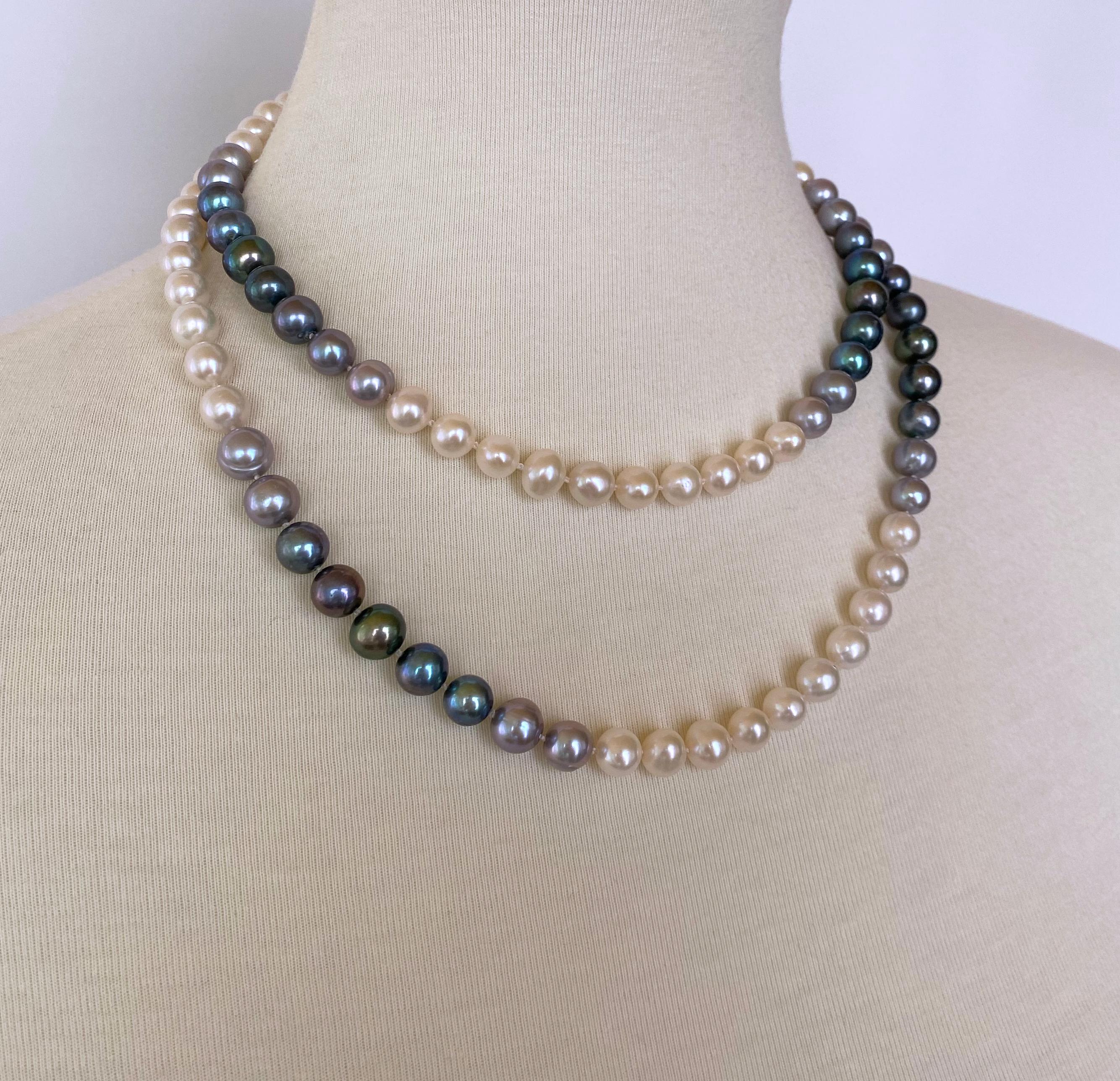 Marina J. All Pearl Ombre Necklace with 14k Yellow Gold Clasp 1