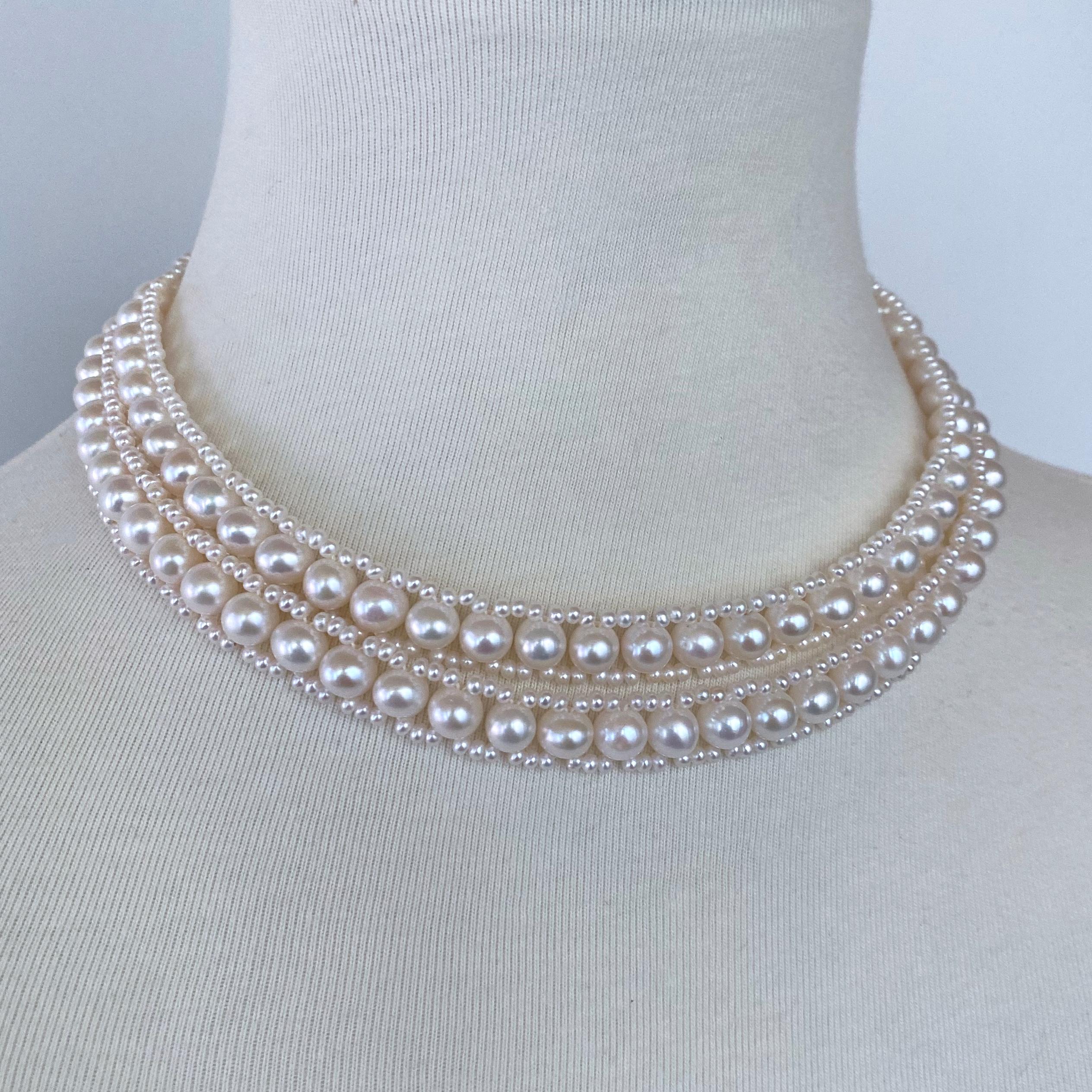 Marina J., 14 Karat Weißgold, massives Perlen-Sautoir mit Quaste und Quaste mit Diamantenbesatz  im Angebot 4