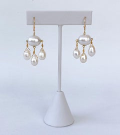 Marina J. All Pearl & Solid 14k Yellow Gold Chandelier Earrings