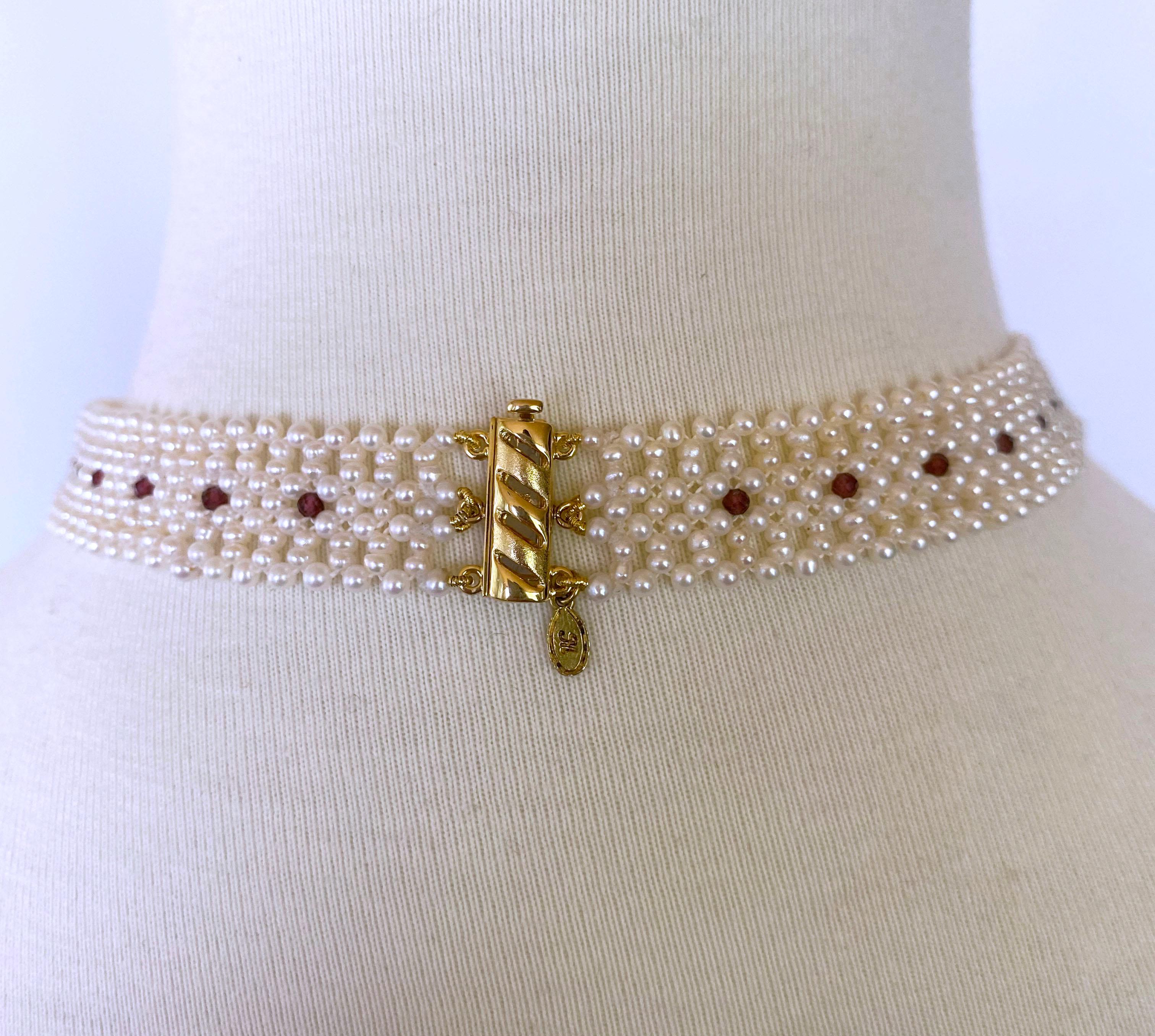 Marina J., gewebte Perlenkette mit Vintage-Granat-Mittelstück im Angebot 6