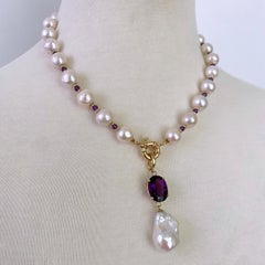 Marina J. Amethyst, Baroque Pearl & Solid 14k Yellow Gold Necklace