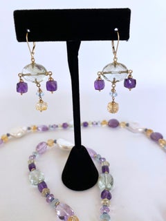 Marina J. Amethyst, Citrine and Aquamarine Chandelier Earrings, 14K Yellow Gold