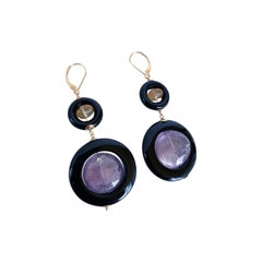Marina J. Amethyst, Citrine and Black Onyx Earrings with 14k Yellow Gold