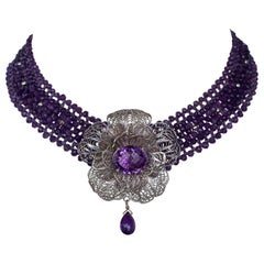 Marina J. Halskette aus Silber und Gold mit Amethyst und Vintage