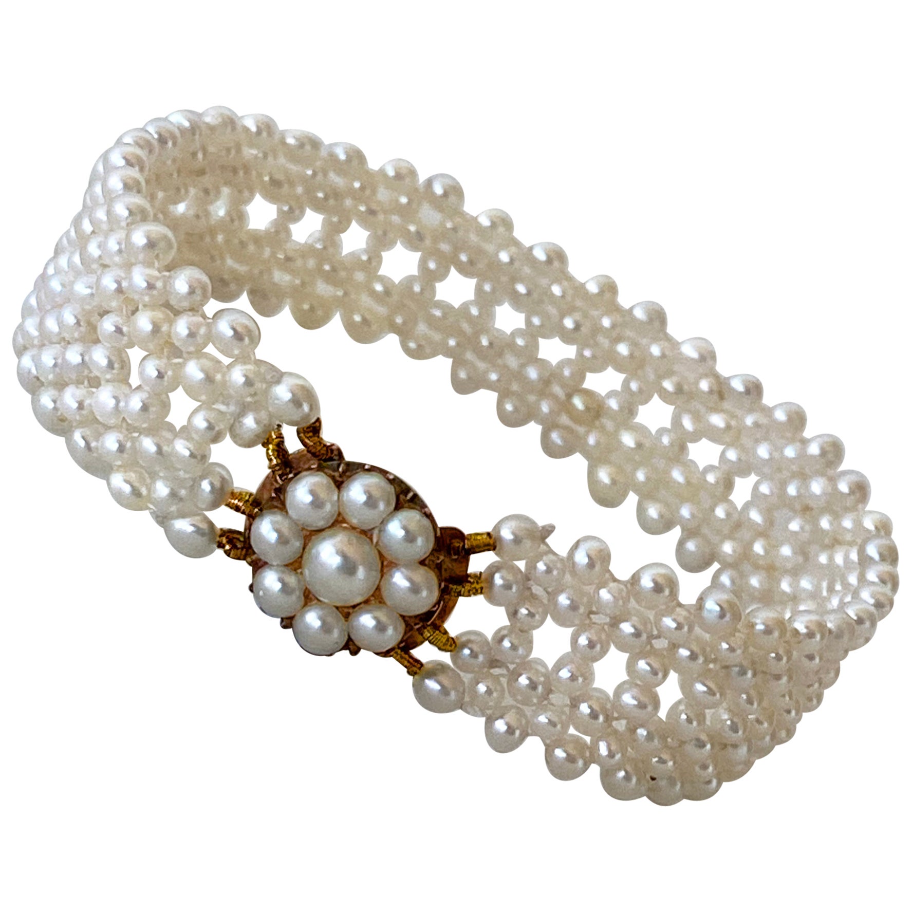 Marina J. Antikes Perlenarmband mit Vintage-Perlenverschluss / Tafelaufsatz