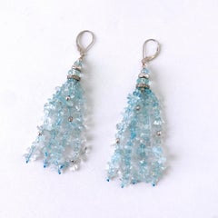 Marina J. Aquamarine Tassel Earrings with 14k White Gold