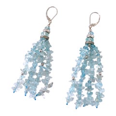 Marina J. Aquamarin-Ohrringe mit Quasten und 14k Weißgold