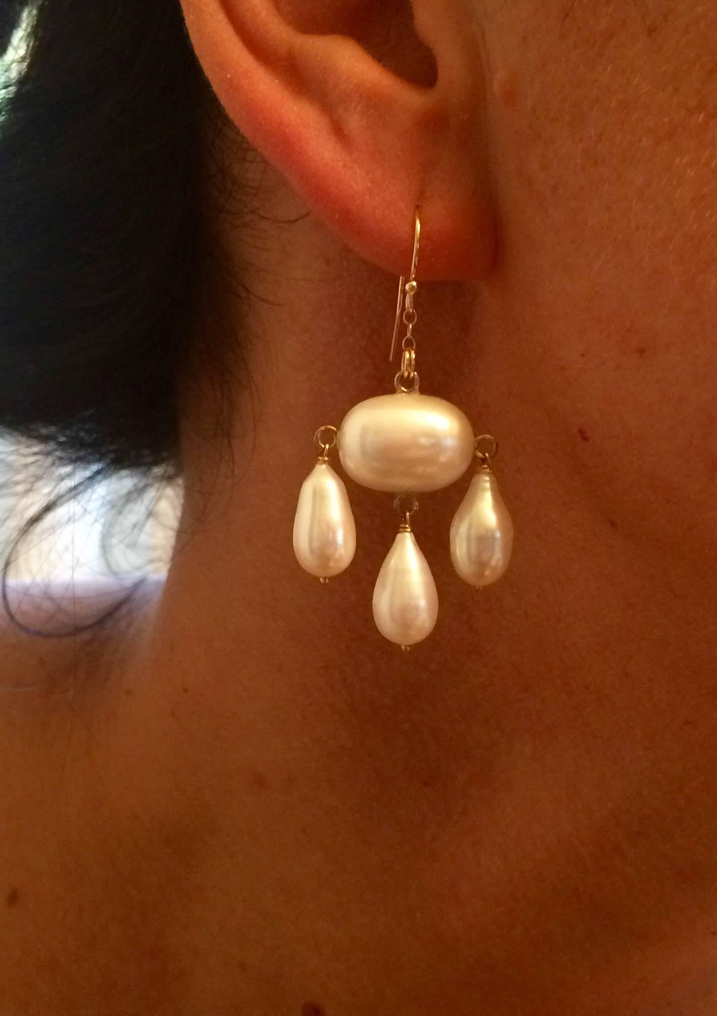 Marina J Baroque Pearl Dangle Earrings with Yellow Gold Findings In New Condition In Los Angeles, CA