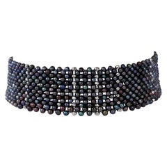 Marina J. Black Pearl Adjustable Choker with Rhodium Silver Findings