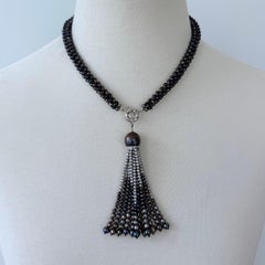 Marina J. Black Pearl Rope Necklace with Removable Graduated Tassel