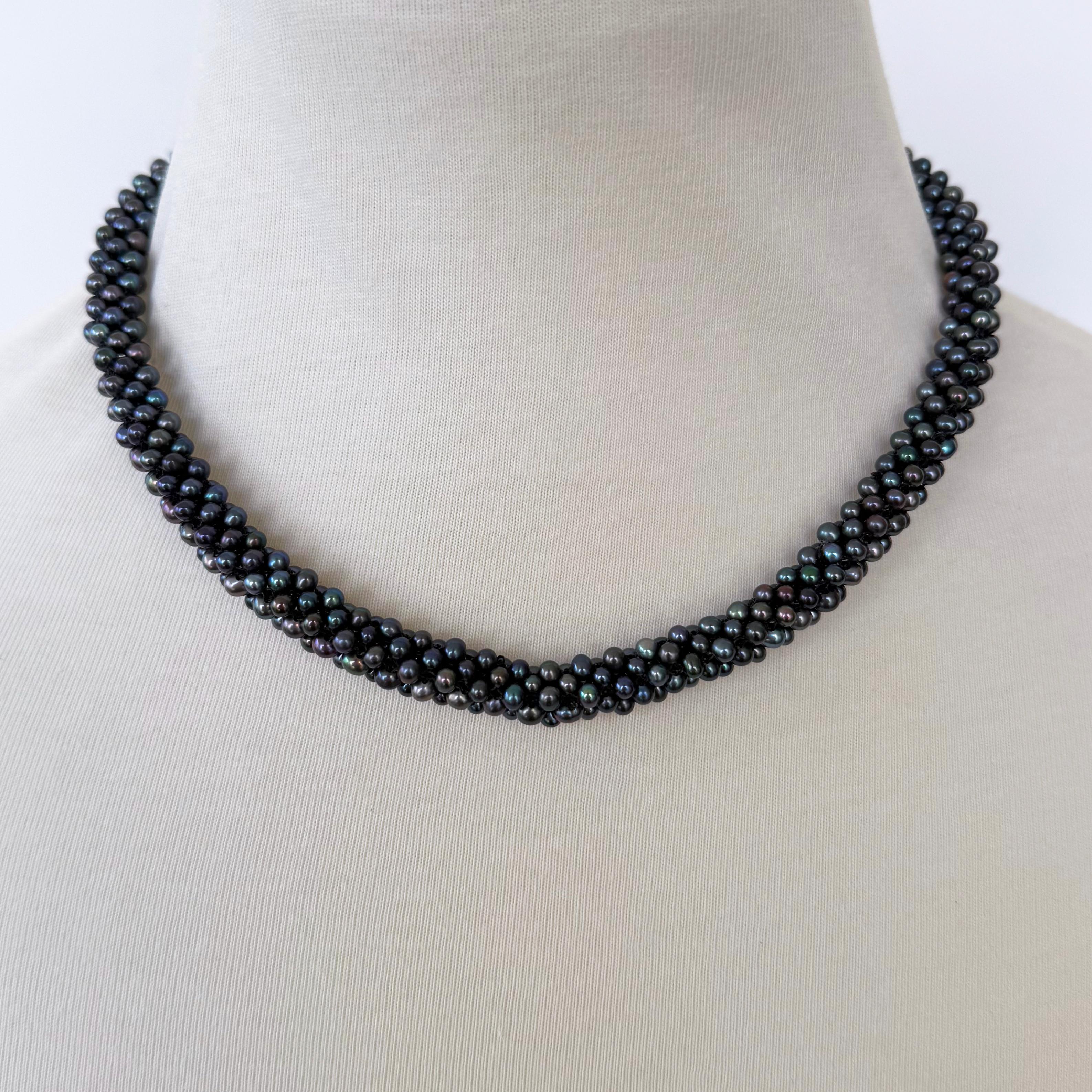 Marina J Collier carré en 14k avec perles noires et pampilles amovibles Ombre Pour femmes en vente