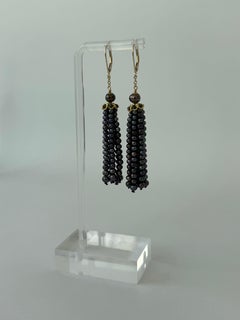 Marina J. Black Pearl & Solid 14k Yellow Gold Graduated Tassel Earrings