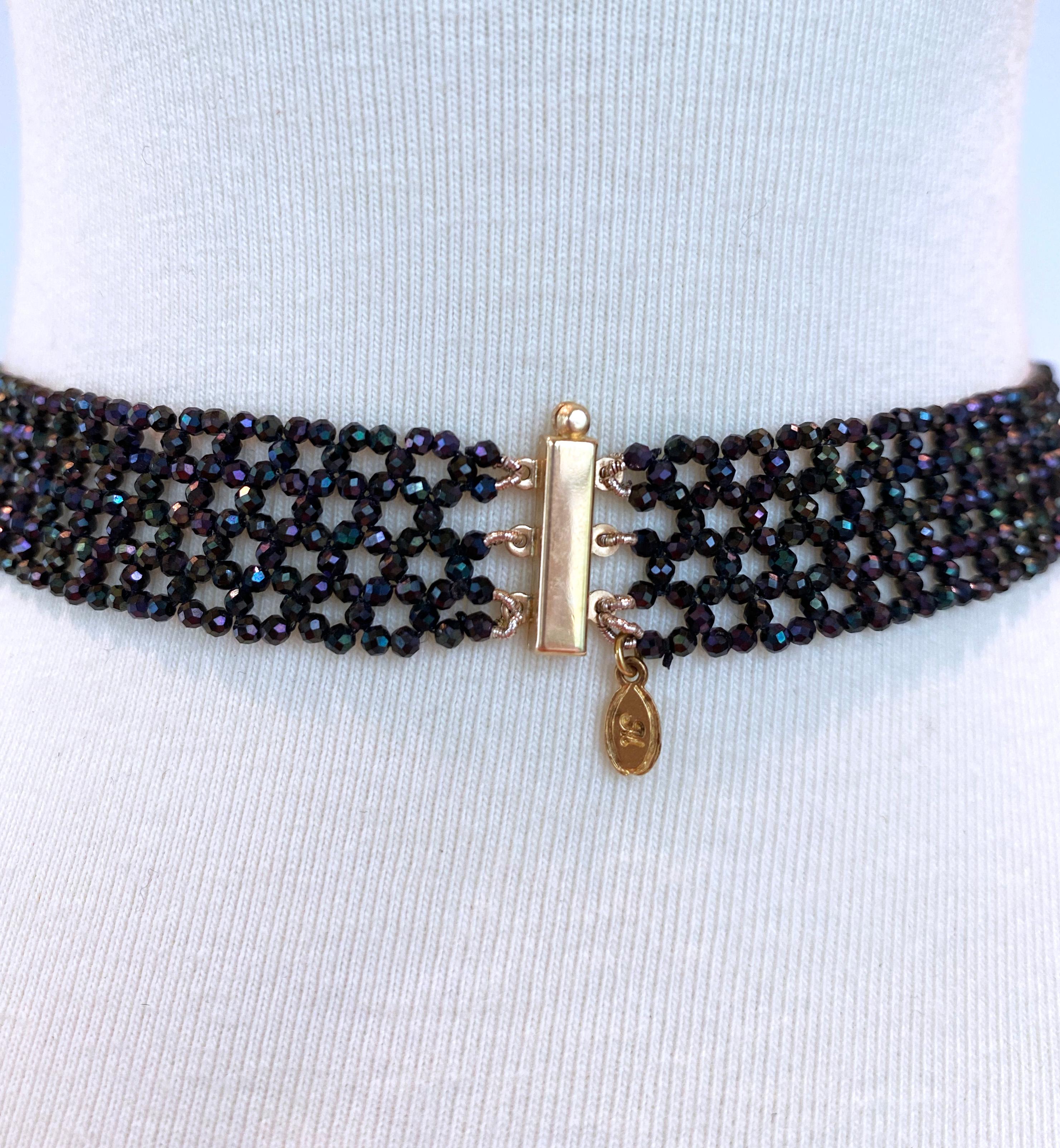 Marina J Black Spinel Collar Necklace with a 14 k Yellow Gold Clasp 3