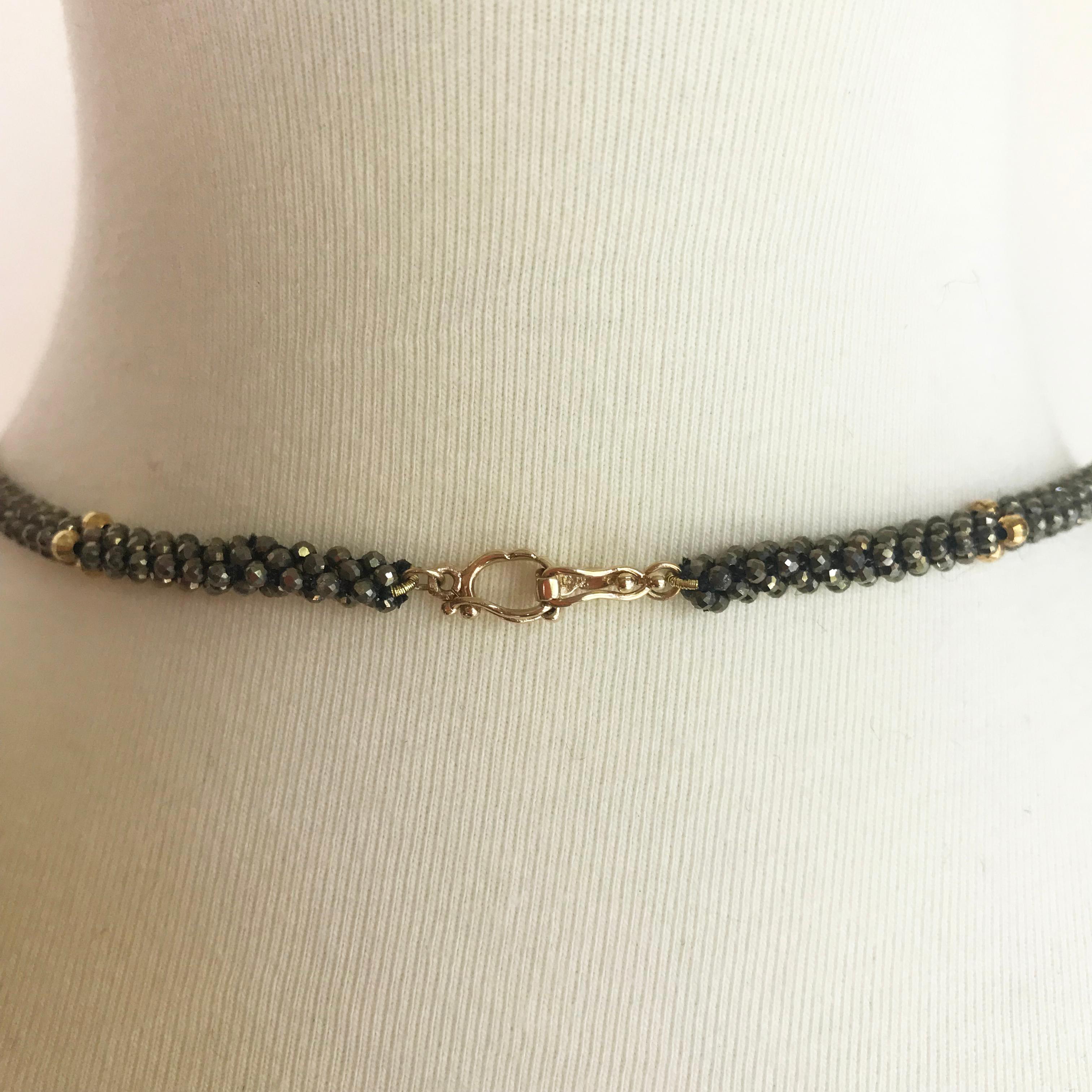 Marina J Black Spinel Woven Rope Necklace with Vintage Watch & 14K Gold Clasp 5