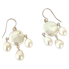 Marina J. Bridal Boucles d'oreilles chandelier en perles avec or jaune 14k massif