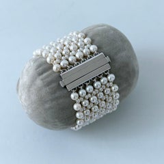 Marina J. Woven Pearl Bracelet With Rhodium Plated Clasp