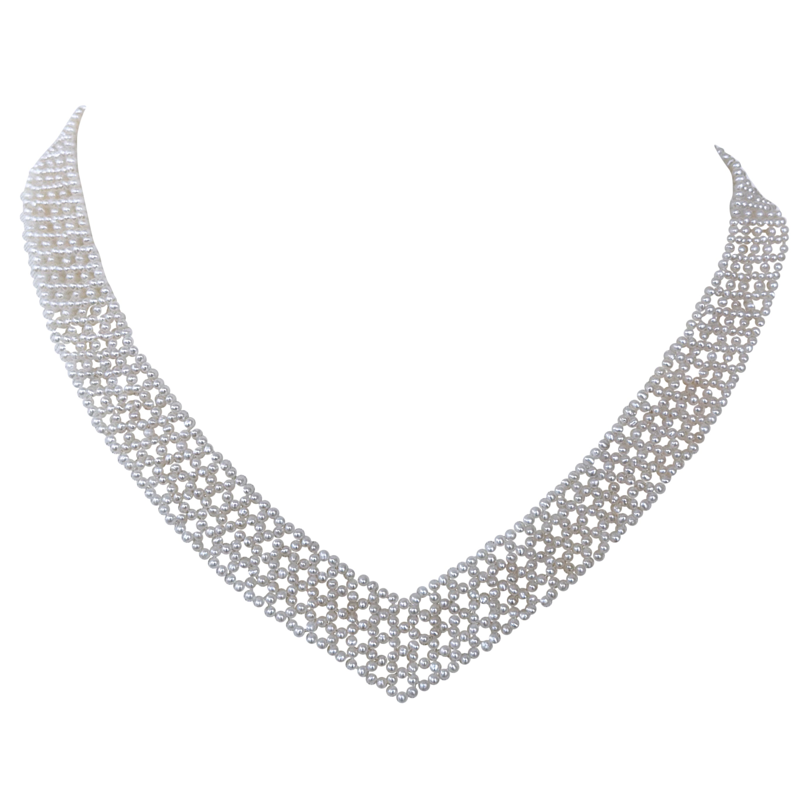 V. J. J. Bridal Collana con perle intrecciate a V con 14k