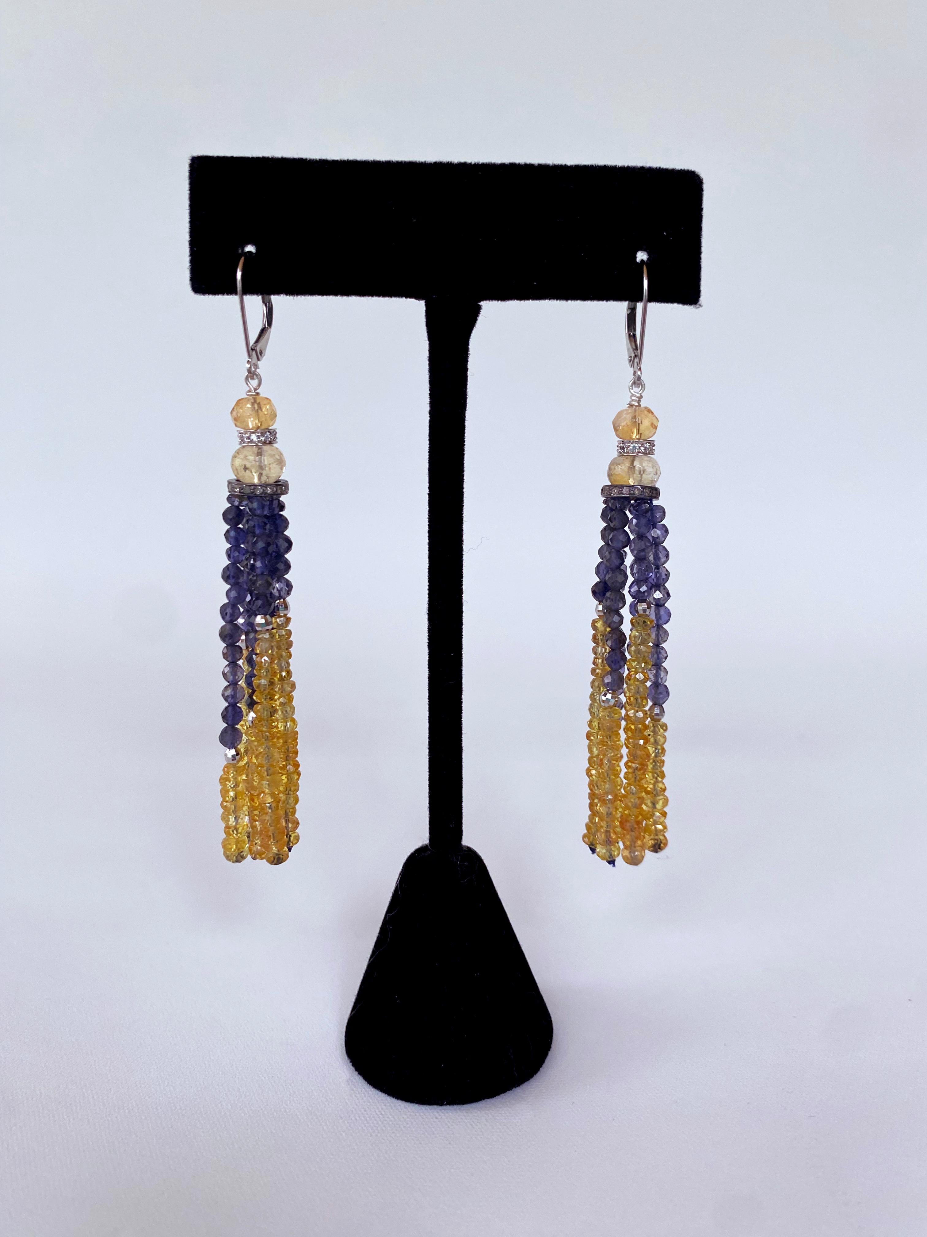 Women's Marina J. Citrine, Iolite & 14k White Gold Tassel Earrings For Sale