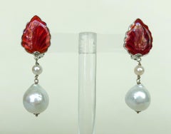 Marina J. Clip-On Pearl Earrings with Vintage Enamel Clips in Silver