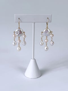 Marina J. Coin Pearl Chandelier Earrings with Solid 14k Lever Back Hooks
