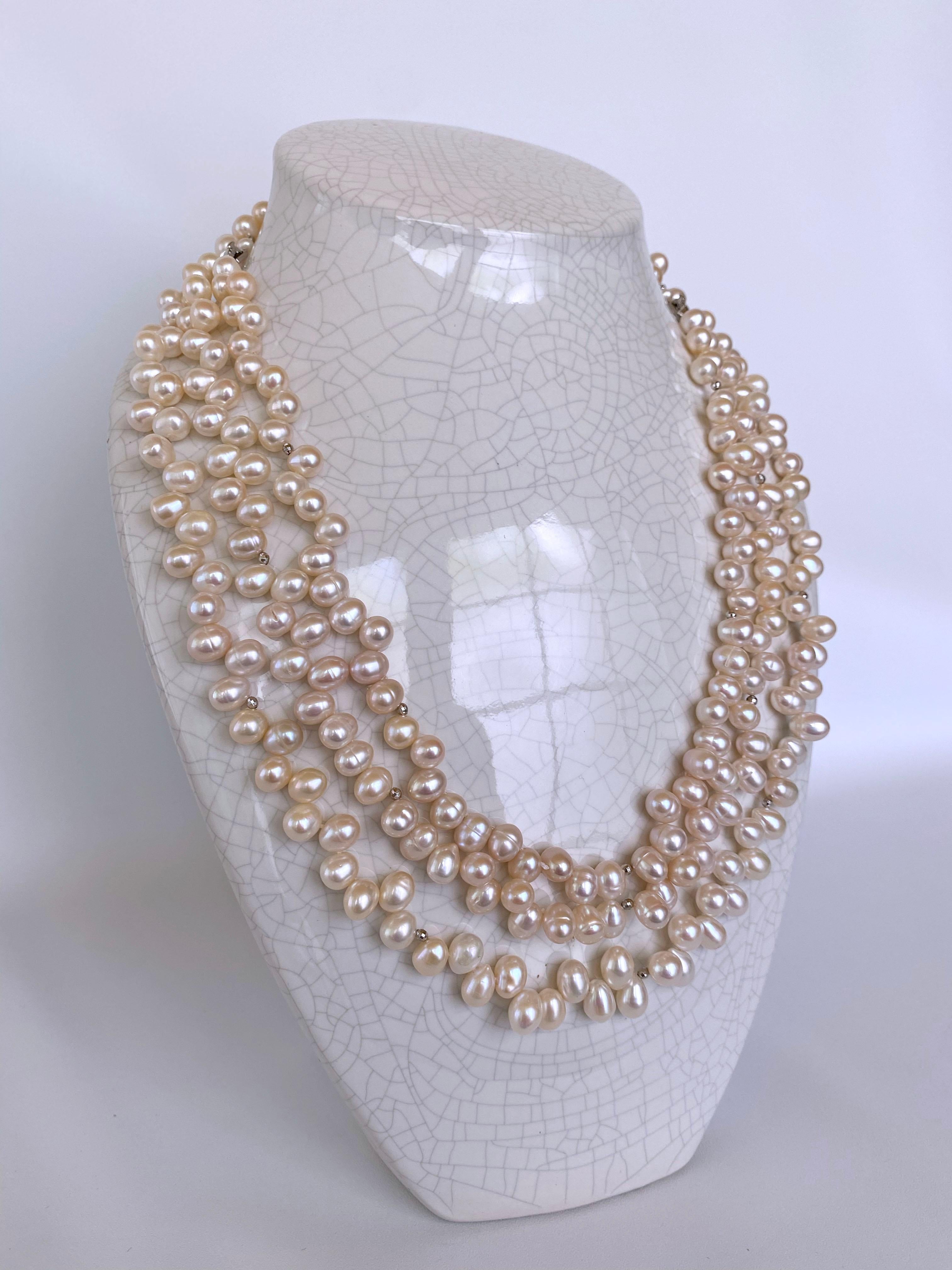 Bead Marina J. Convertible Three in One All Pearl Necklace & Bracelet For Sale