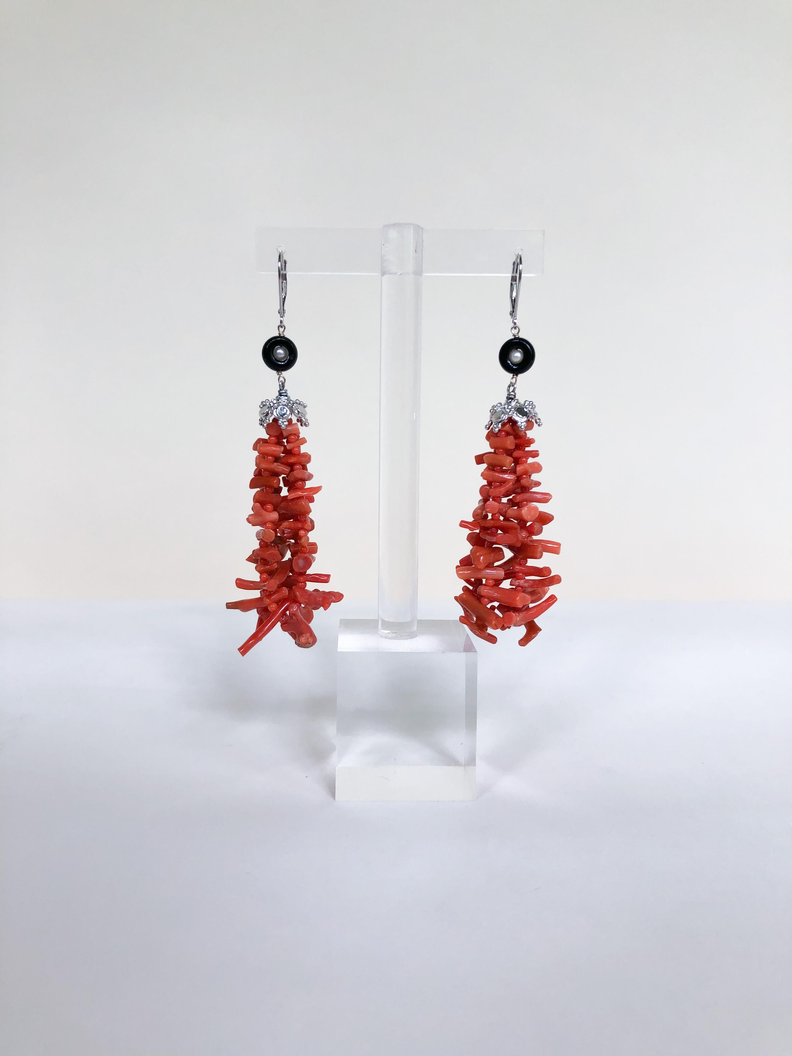 coral tassell earrings