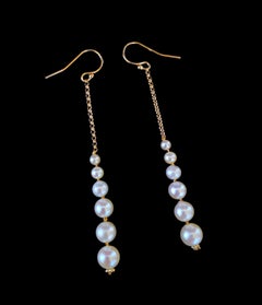 Marina J. Dangle Graduated Pearl Earrings with solid 14k Yellow Gold