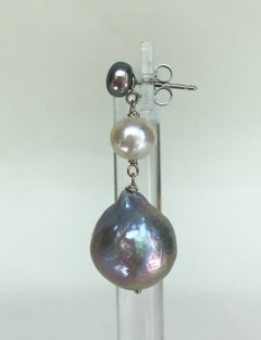 Marina J. Dark Grey, White and Light Grey Pearl Earrings with 14 Karat Gold