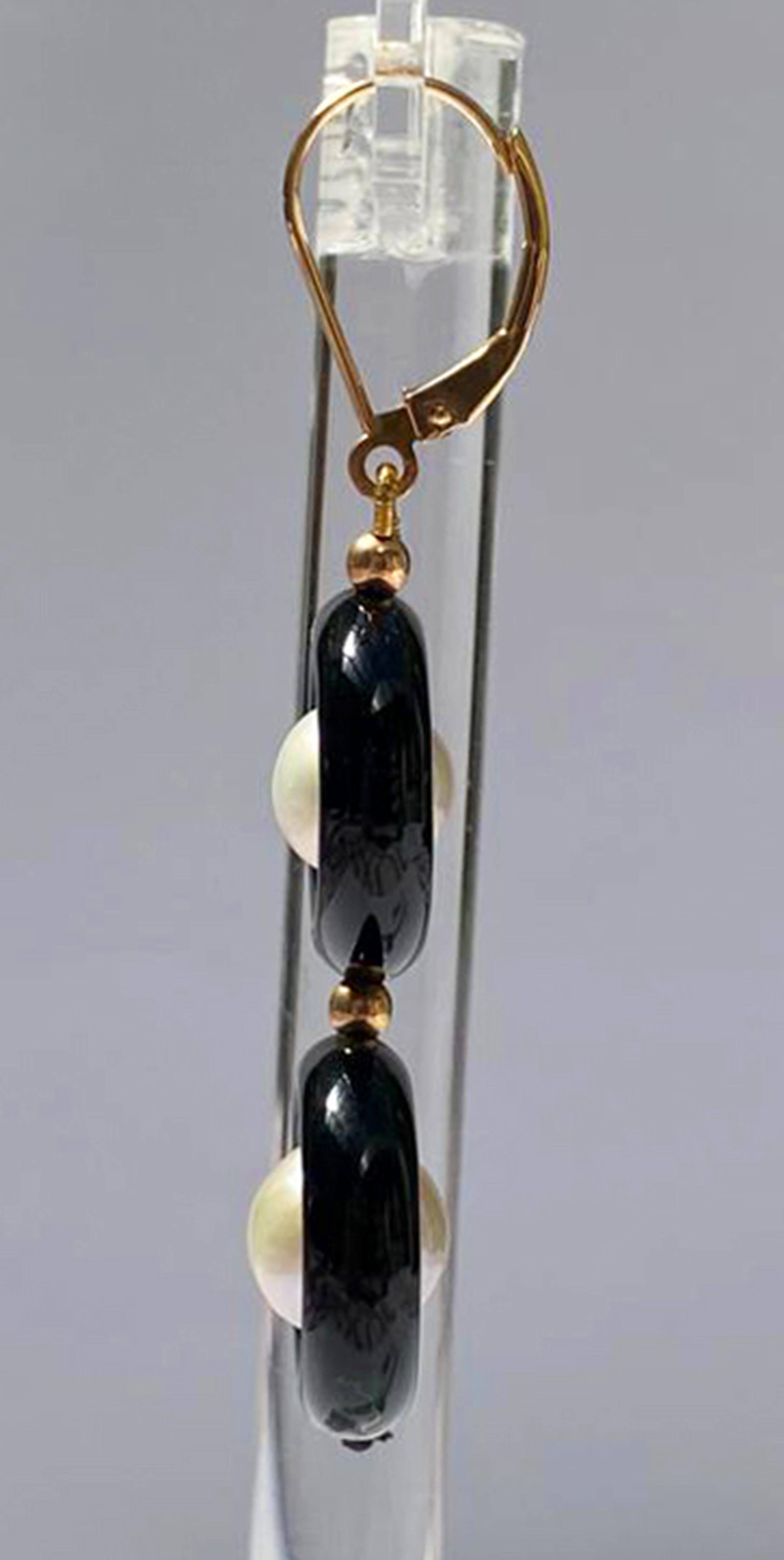 black onyx and pearl earrings