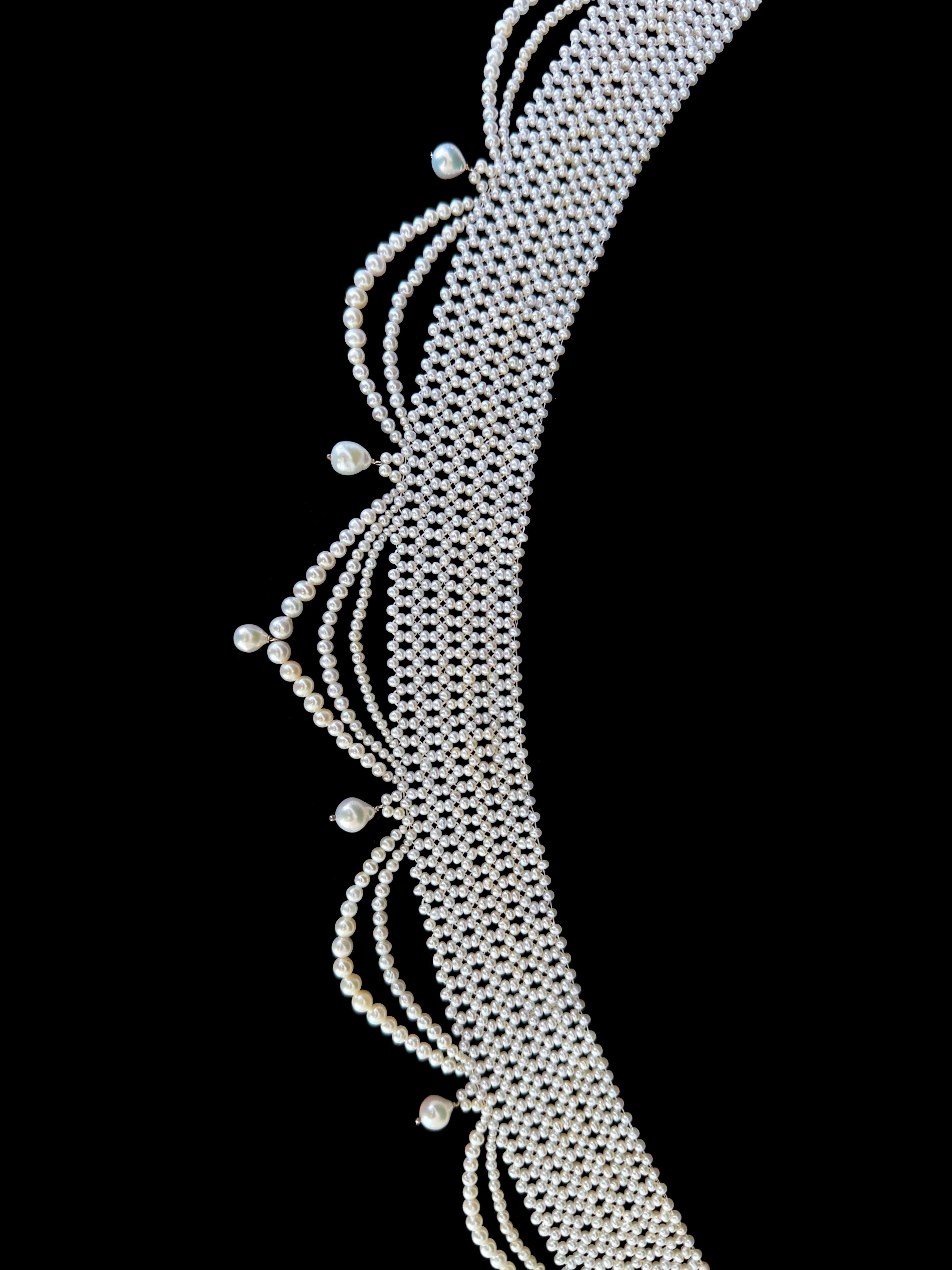 Marina J. Draped Seed Pearl Woven Choker with Sliding Clasp For Sale 1
