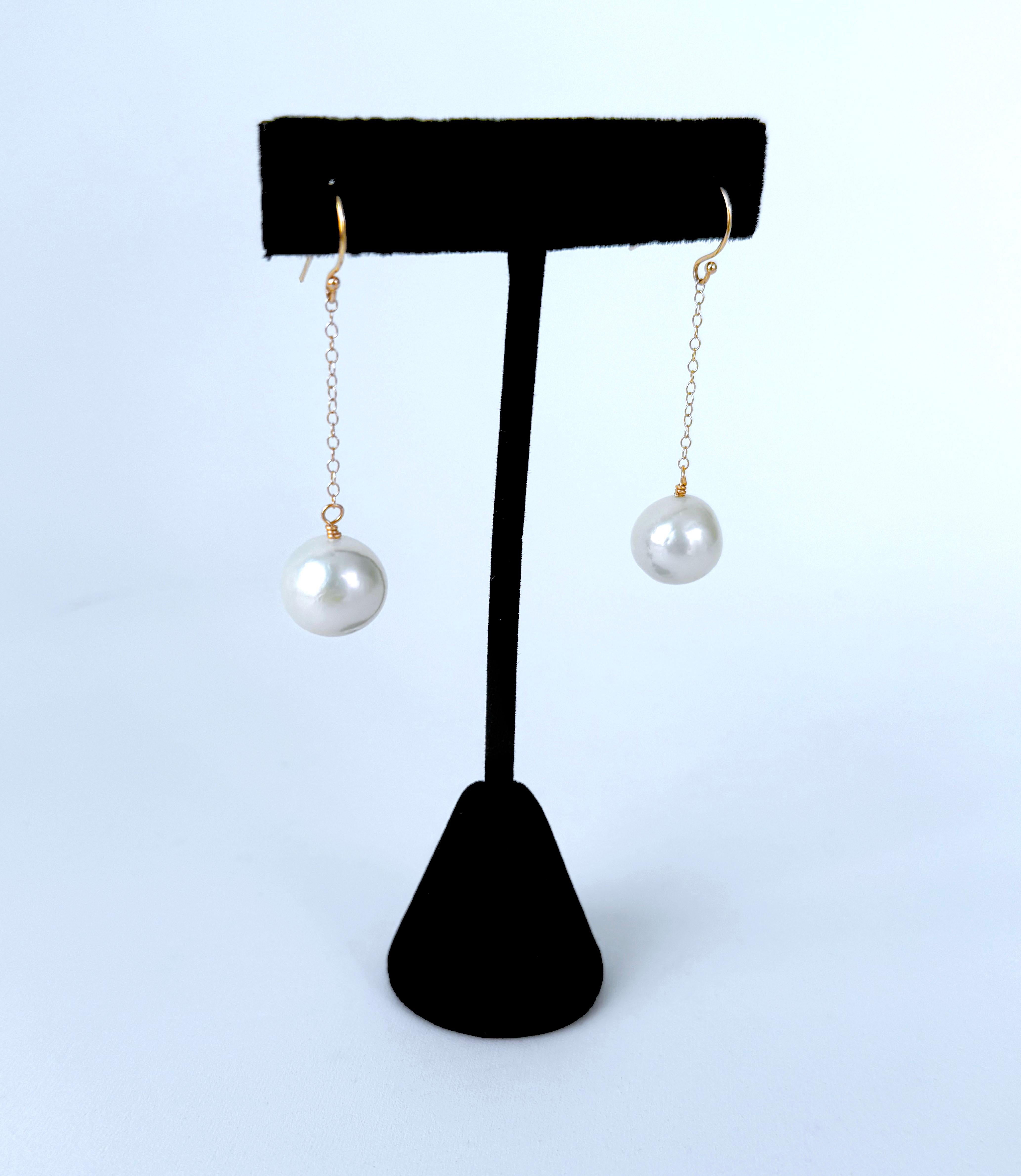 Art Nouveau Marina J. Earring with solid 14k Yellow Gold Chain & Hook For Sale