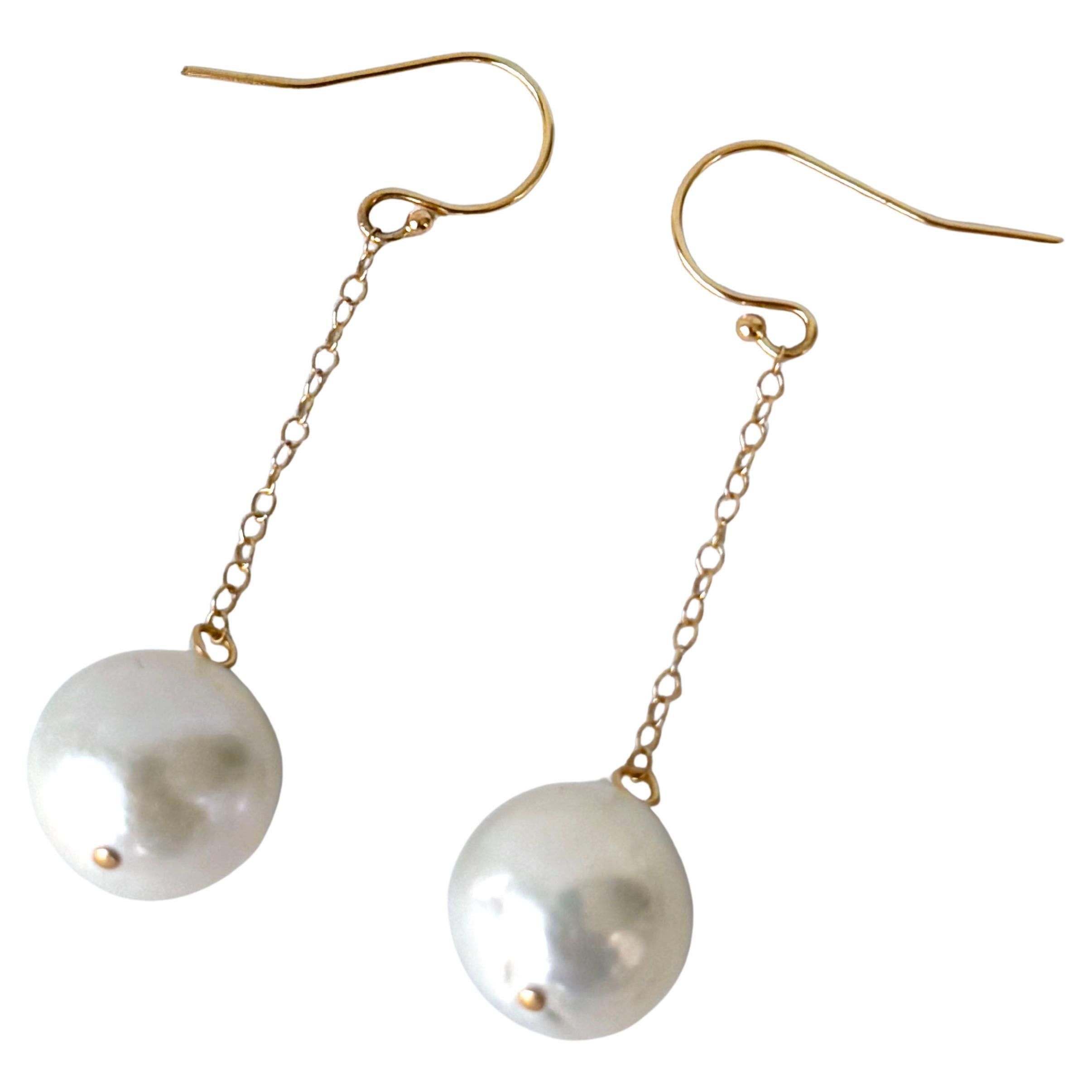 Marina J. Earring with solid 14k Yellow Gold Chain & Hook For Sale