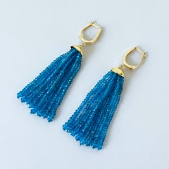 Marina J. Faceted London Blue Topaz Tassel Earrings with 14 karat Gold Hooks