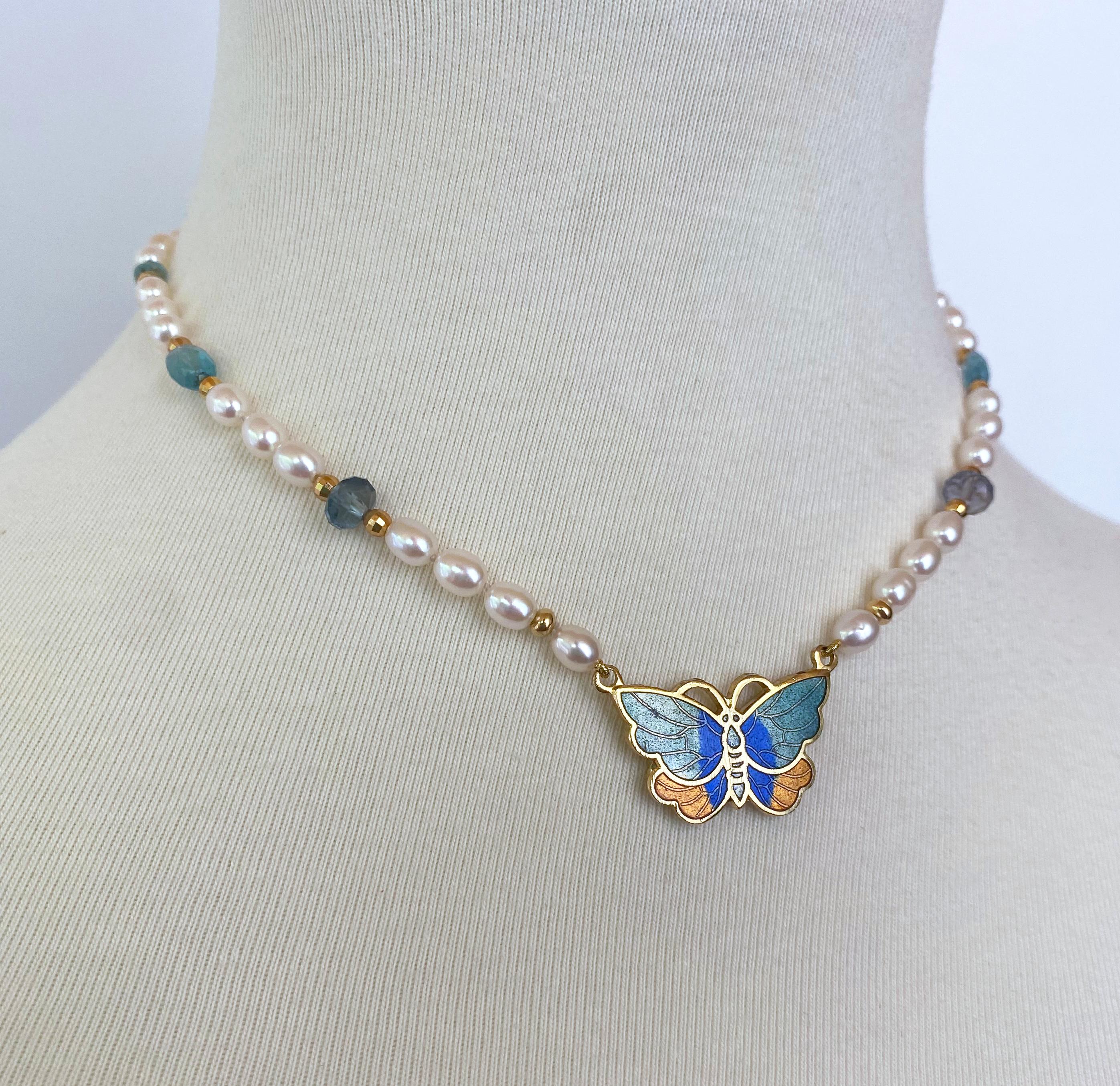 aquamarine butterfly necklace