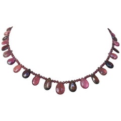 Marina J. Garnet and Multicolored Pink Tourmaline Necklace with Silver Clasp