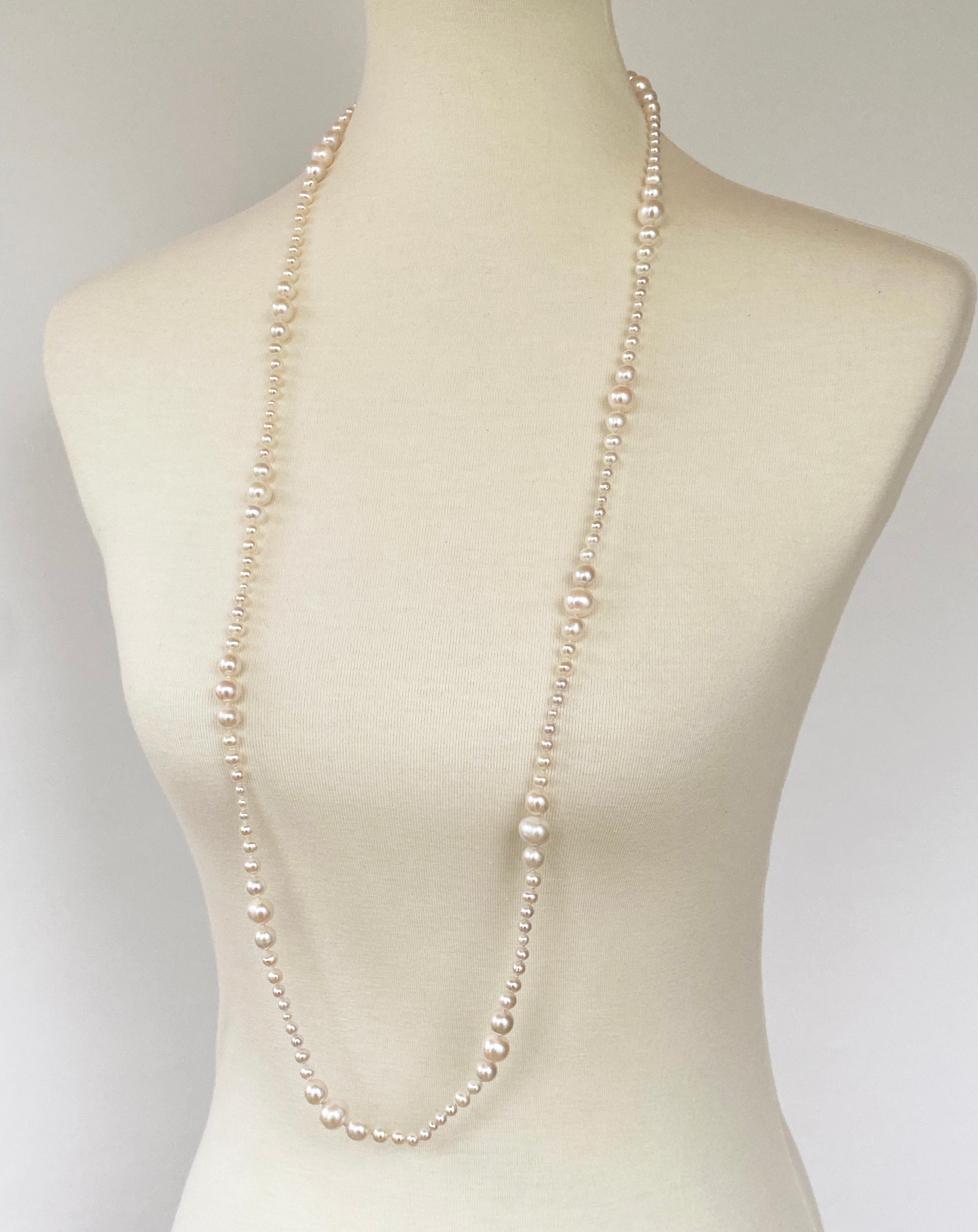 Bead Marina J. Graduated Pearl Necklace with 14k White Gold Clasp For Sale