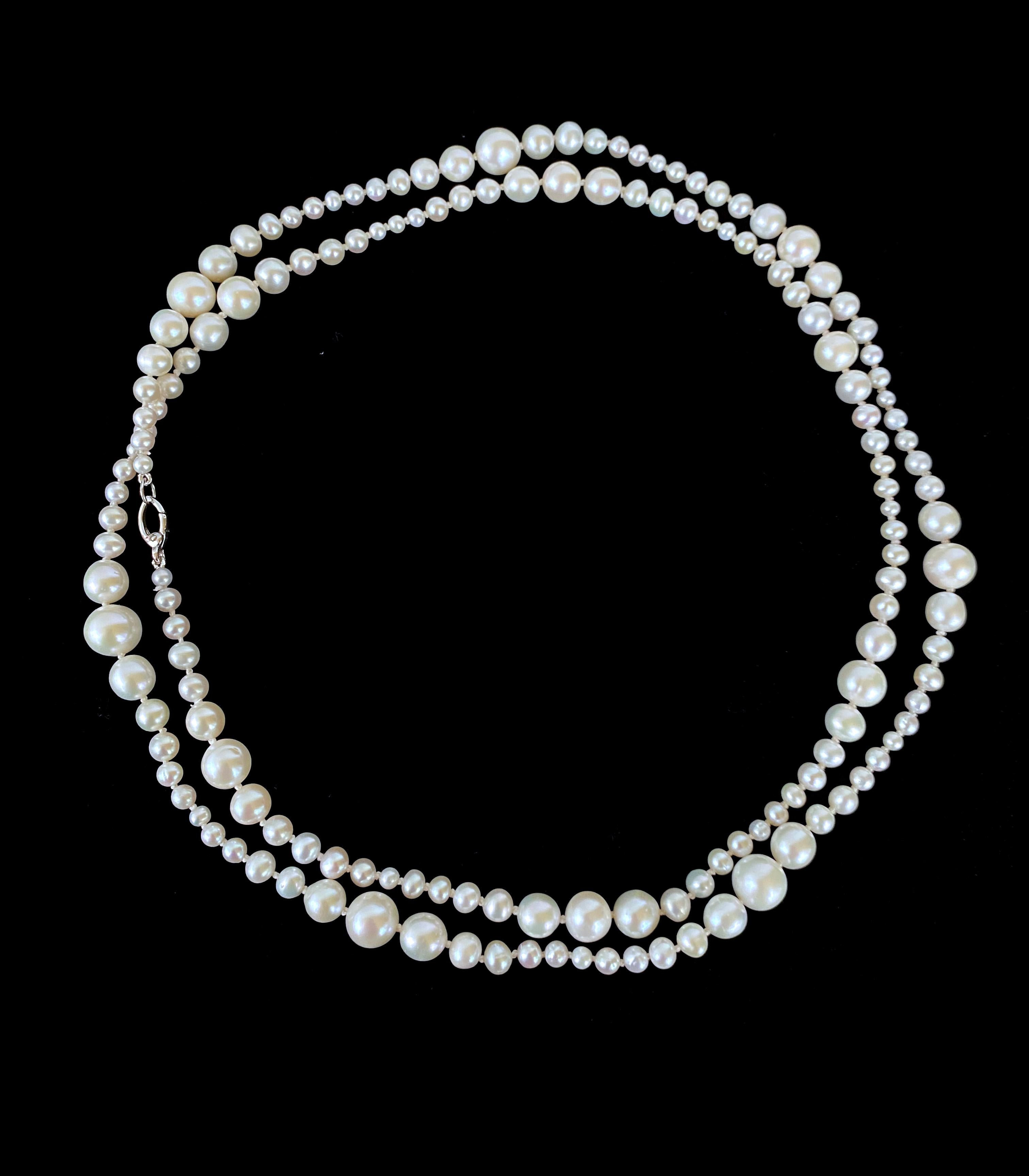 Marina J. Graduated Pearl Necklace with 14k White Gold Clasp For Sale 1