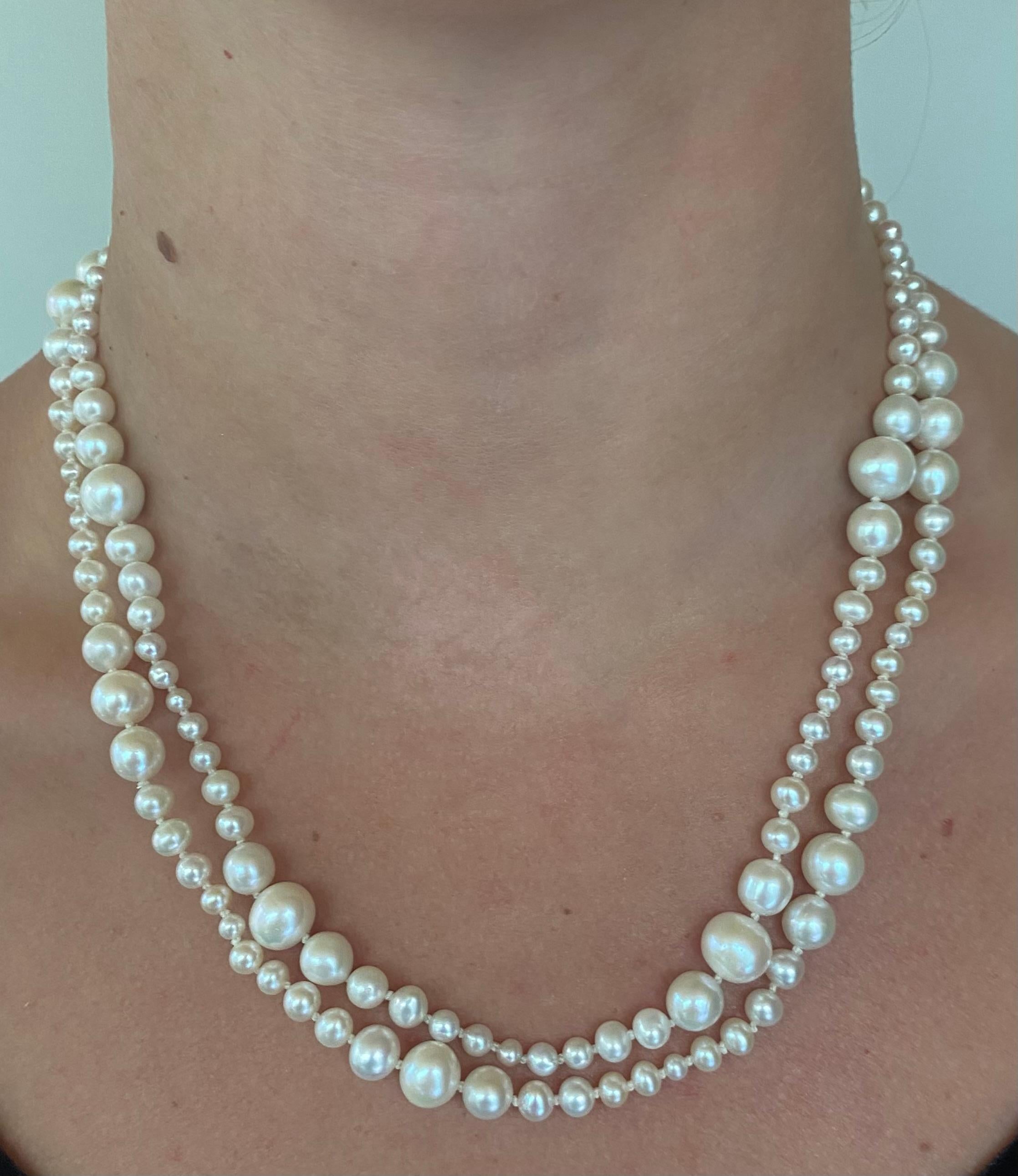 Marina J. Graduated Pearl Necklace with 14k White Gold Clasp For Sale 2